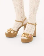 Valentino VLogo Signature Platform Sandal In Split Leather With Floral Embroidery 115 Mm - Image 7